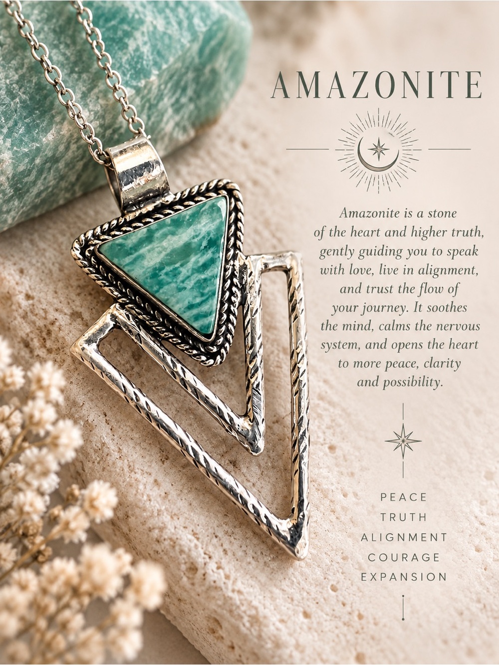 925 Heart EXPANSION Amazonite Arrow Pendant Necklace